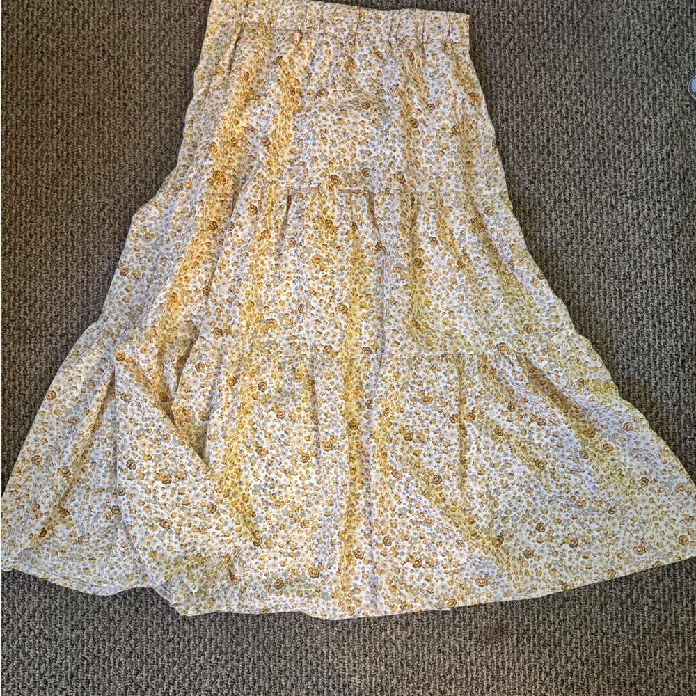 Dazy Maxi Tiered Floral Yellow Skirt